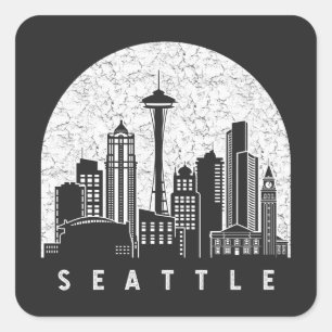 Sticker Carré Skyline de Seattle