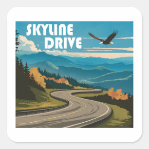 Sticker Carré Skyline Drive Virginia Eagle