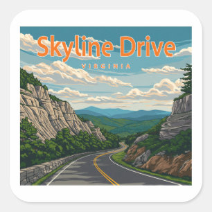 Sticker Carré Skyline Drive Virginia Paysage