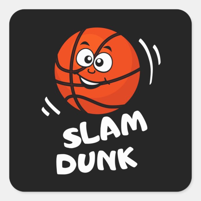 Sticker Carré Slam Dunk Funny Basketball Enfants Sport (Devant)