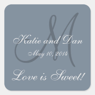 Sticker Carré Slate Grey Life est doux Mariage monogramme