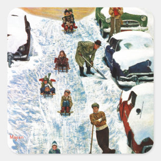 Sticker Carré Sledding et creuser