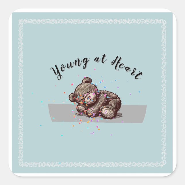Sticker Carré Sleeping Teddy Bear (Devant)
