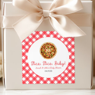 Sticker Carré Slice, Slice, Baby! Pizza Baby Shower