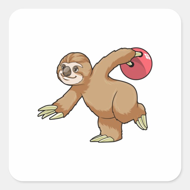 Sticker Carré Sloth at Bowling avec Bowling ball (Devant)