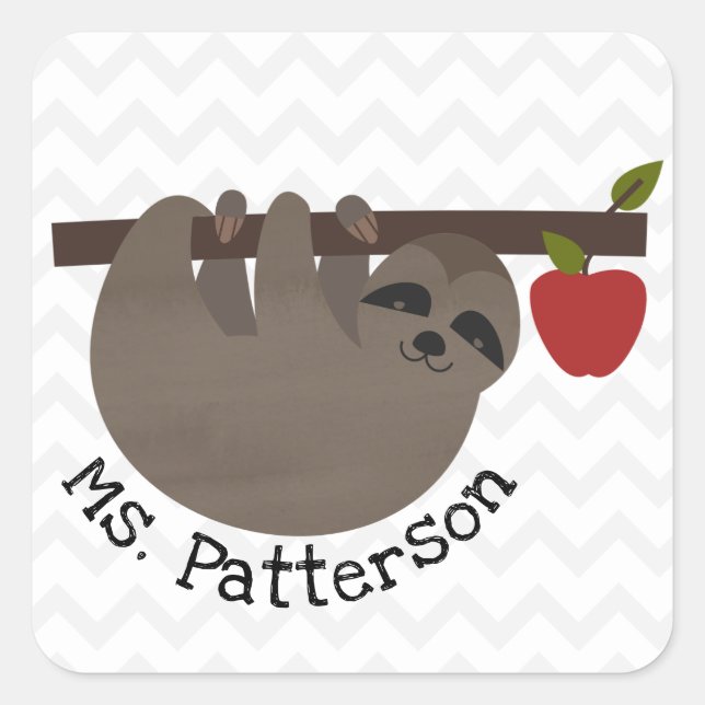 Sticker Carré Sloth Chevron Enseignant (Devant)