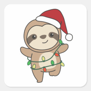 Sticker Carré Sloth Christmas Winter Animaux Slots