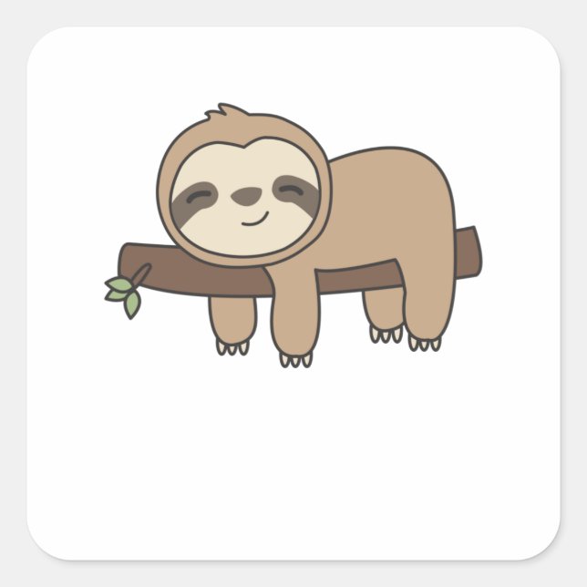 Sticker Carré Sloth Funny Relaxez De Mignons Animaux Pour Enfant (Devant)