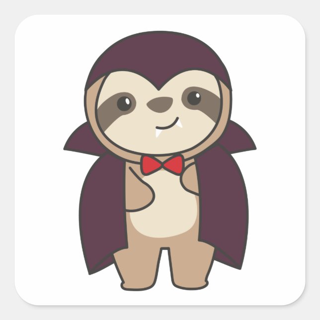 Sticker Carré Sloth Halloween Cute Devil Vampire Costume Carré (Devant)