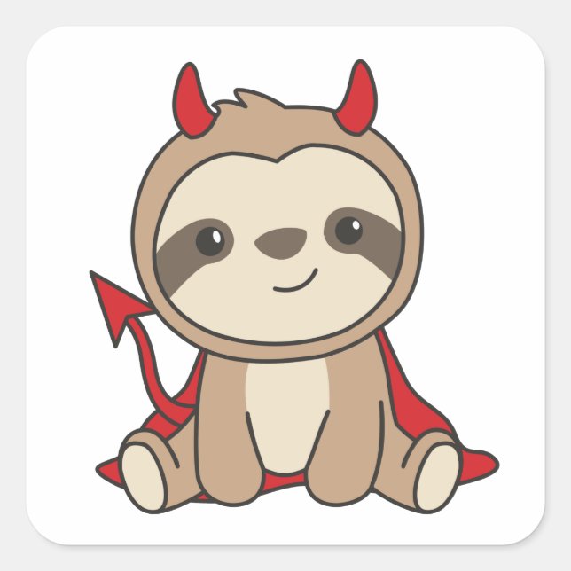Sticker Carré Sloth Halloween Cute Devil Witch Costume Carré St (Devant)