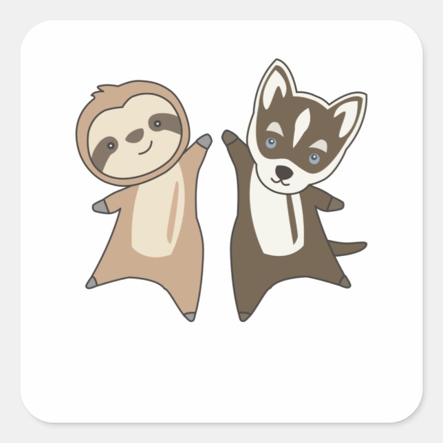 Sticker Carré Sloth Husky Chien Sloth Chiens (Devant)