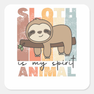 Sticker Carré Sloth Is My Spirit Animal - Sweet Slots Vintage