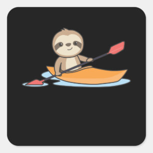 Sticker Carré Sloth Kayak Team Paddle Funny Slots