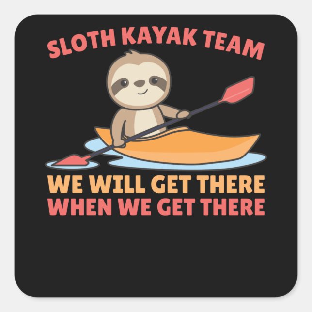 Sticker Carré Sloth Kayak Team Paddle Funny Slots (Devant)