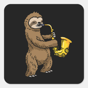 Sticker Carré Sloth Saxophone