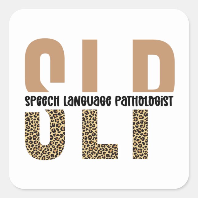 Sticker Carré SLP cheetah print Speech language pathologist gift (Devant)