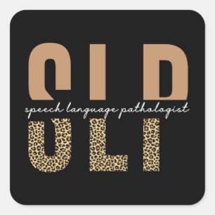Sticker Carré SLP papier guépard orthophoniste cadeau
