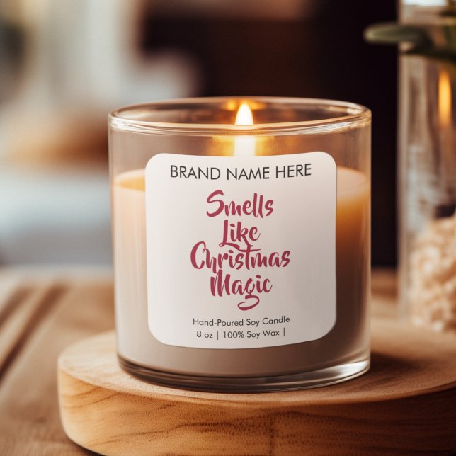 Sticker Carré Smells Like Christmas Magic | Modern Candle Labels (Créateur téléchargé)