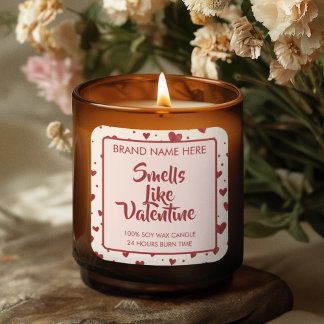 Sticker Carré Smells Like Valentine Custom Pink Candle Labels 