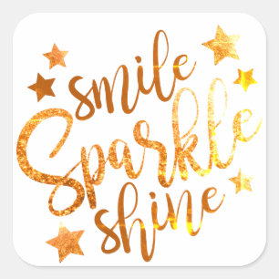 Sticker Carré Smile Sparkle Shine White Gold Parties scintillant