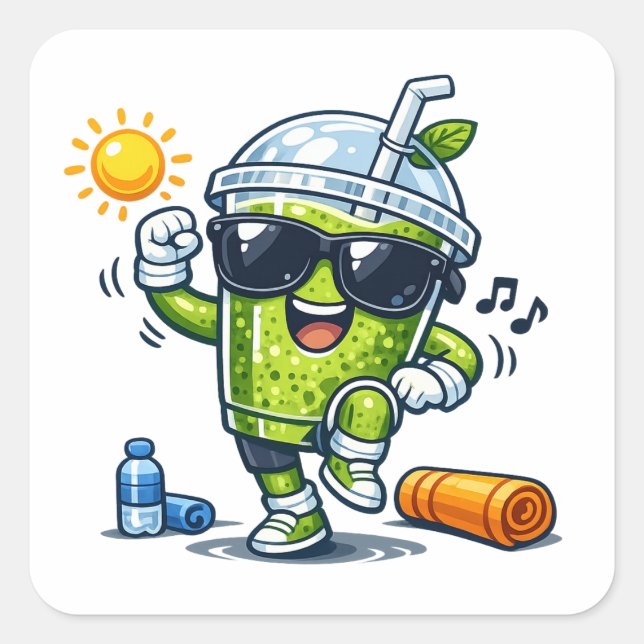 Sticker Carré Smoothie d'aérobic (Devant)