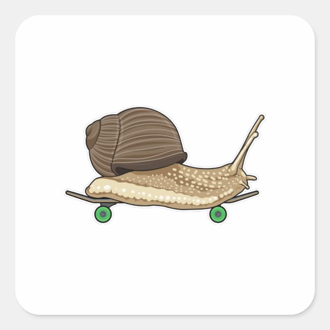 Sticker Carré Snail as Skateboard avec Skateboard (Devant)