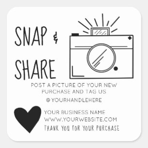 Sticker Carré Snap and Share Camera Heart Social Media Business