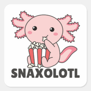 Sticker Carré Snaxolotl Axolotl Amateurs de doux animaux Popcorn