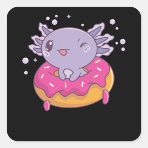 Sticker Carré Snaxolotl Axolotl Donut Amateurs de doux animaux