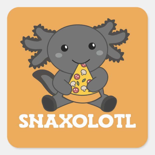 Sticker Carré Snaxolotl Axolotl Pizza Amateurs de doux animaux S (Devant)