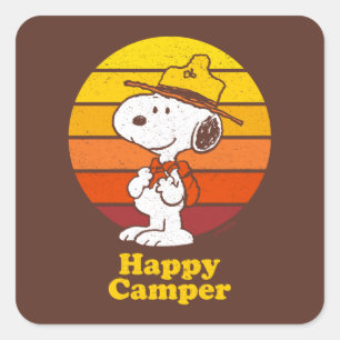 Sticker Carré Snoopy   Scout Beagle - Happy Camper
