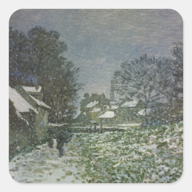 Sticker Carré Snow at Argenteuil par Claude Monet (Devant)