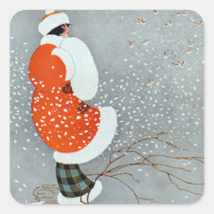 Sticker Carré Snow Buntings - Will Hammell