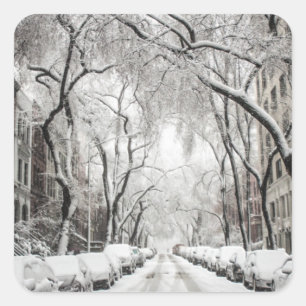 Sticker Carré Snow Urban Christmas à Brooklyn