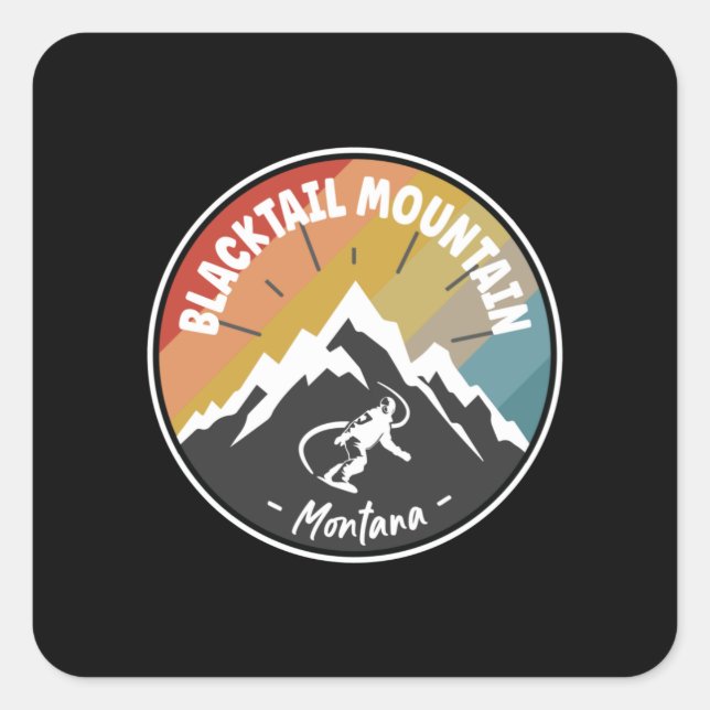 Sticker Carré Snowboard Blacktail Mountain Montana (Devant)
