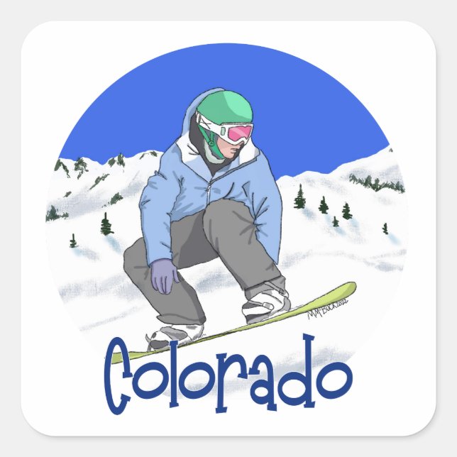 Sticker Carré Snowboard Colorado (Devant)