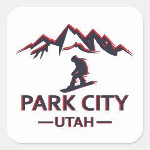 Sticker Carré snowboard de Park City Utah