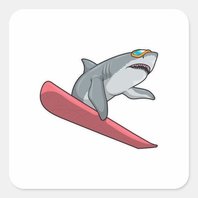 Sticker Carré Snowboard requin (Devant)