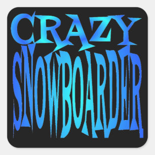 Sticker Carré Snowboardeur fou