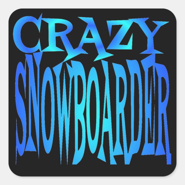 Sticker Carré Snowboardeur fou (Devant)