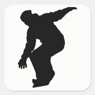 Sticker Carré Snowboardeur Silhouette