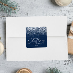 Sticker Carré Snowdrift Navy Blue Christmas