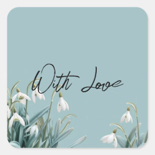 Sticker Carré Snowdrops Janvier Fleur Jardinage Printemps