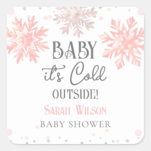 Sticker Carré Snowflakes Baby il fait froid dehors baby shower r