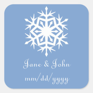 Sticker Carré Snowflakes d'hiver dans l'autocollant Periwinkle