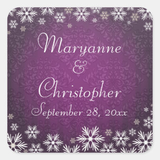 Sticker Carré Snowflakes et Purple Mariage damassé