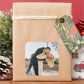Sticker Carré Snowflakes Love Peace Joy Kisses Mariage photo