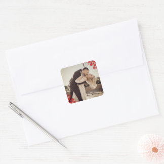Sticker Carré Snowflakes Love Peace Joy Kisses Mariage photo