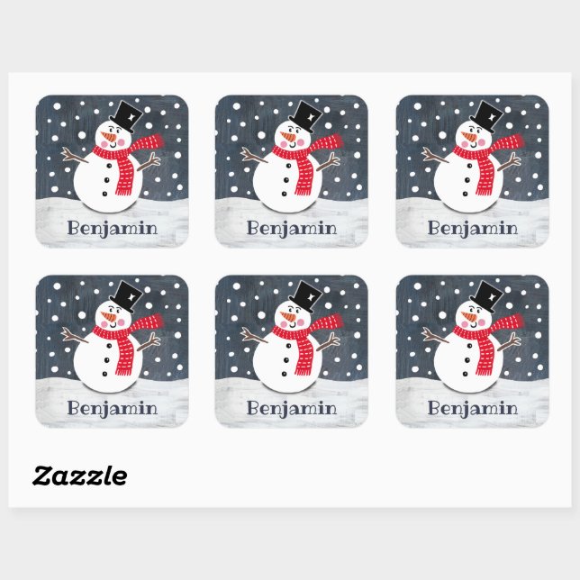 Sticker Carré Snowman (Feuille)