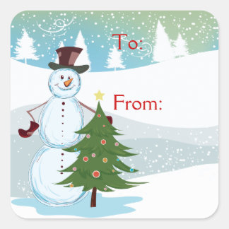 Sticker Carré Snowman